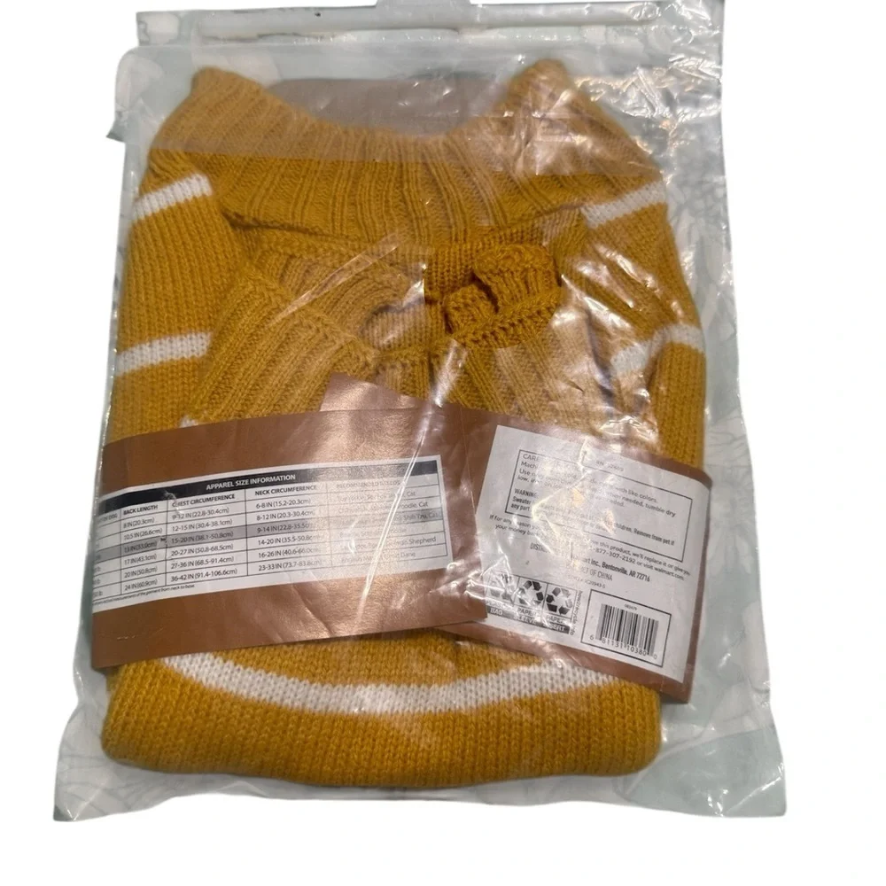 Vibrant Yellow and White Pet Sweater Size Small